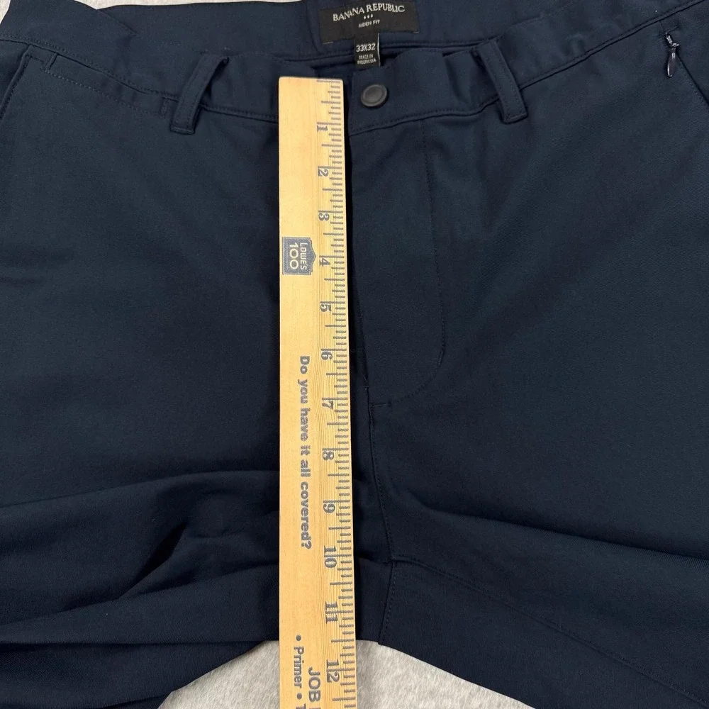 Banana Republic Aiden Pants Mens 33 Blue Microfiber Chino Travel Casual 34x31